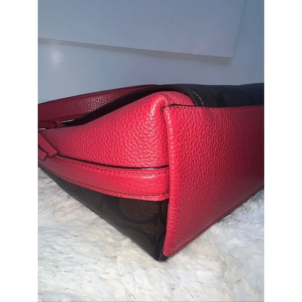 ➡️Coach Marlon Shoulder/Crossbody Handbag Sig Canvas Pebbled Leather F79993 $428 - Picture 5 of 8